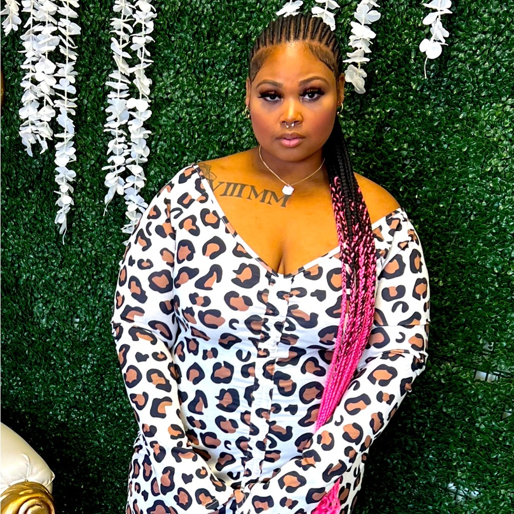 Leopard off the shoulder dress